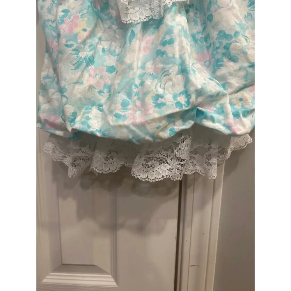 Vintage 80s Rare Editions Lace Dress 9M ILGWU Made in USA Pastel Ribbon